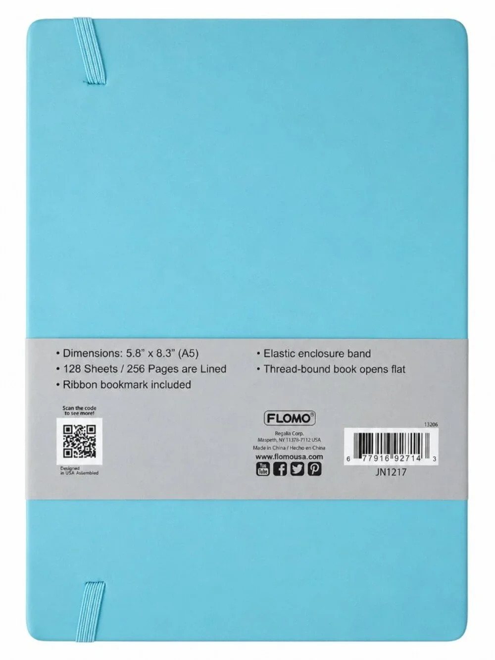 Flomo A5 Hardcover Lined Journal Notebook Turquoise 256 Pages New